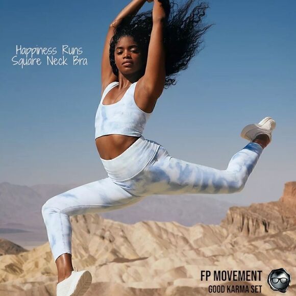FP MOVEMENT GOOD KARMA SET: TIE DYED SQUARE NECK BRA + HIGH-RISE LEGGINGS M/L - Picture 3 of 13